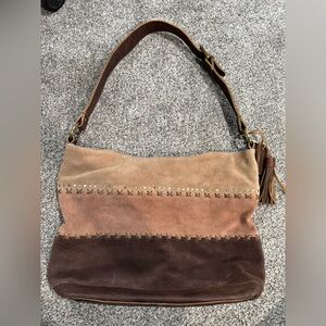 Chic Multi-Tone Suede Shoulder Bag